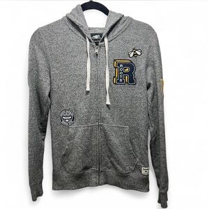 Roots Heather Gray Hoodie with Embroidered Patches